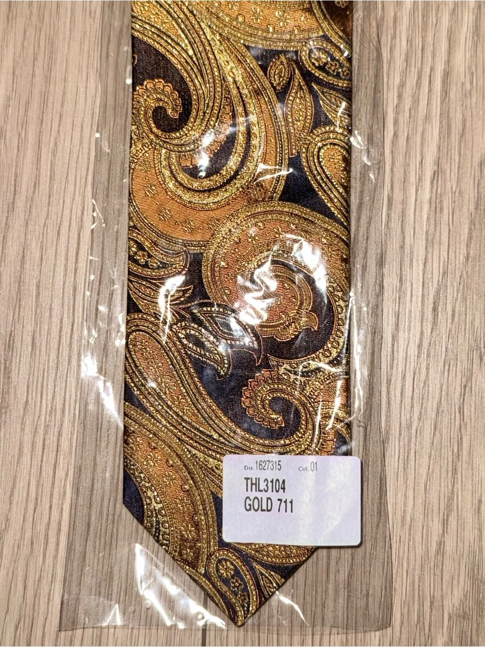 Paul Fredrick Navy Gold Paisley Lurex Woven Silk Tie